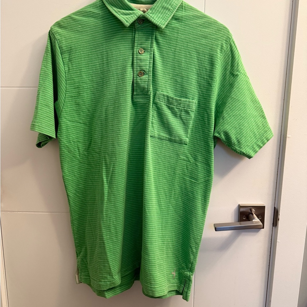 Reiwen Green Striped Men's Polo Shirt